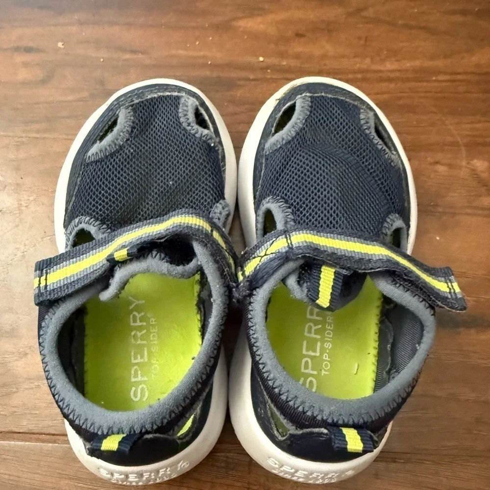 Sperry Blue and Green Water Shoes with Velcro Closure-Size 5